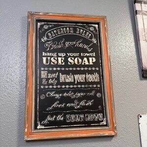 Wooden Framed "Chalk" Board - Not erasable design - Bathroom Rules - Customized